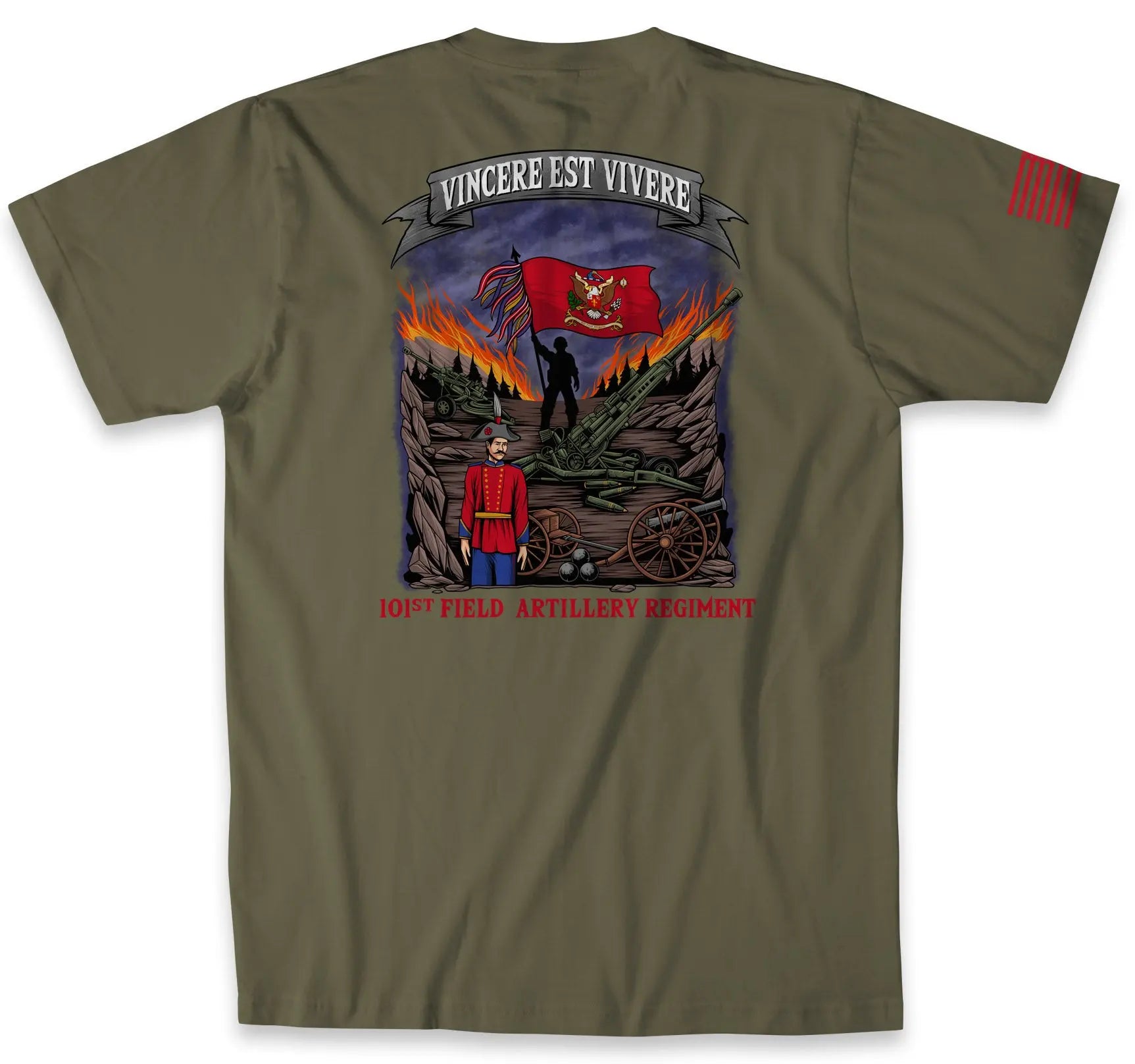 1-101st FA Battalion Red Sunglass Coyote Brown Tee