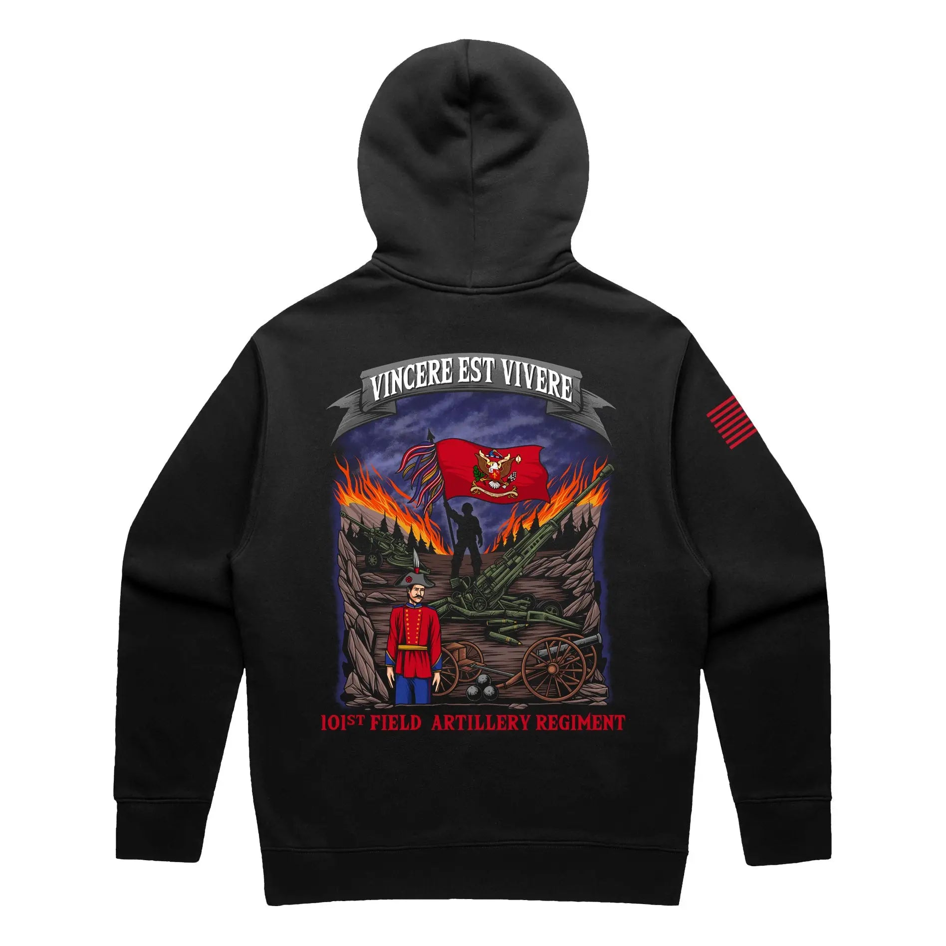 1-101st FA Battalion Red Sunglass Black Hoodie