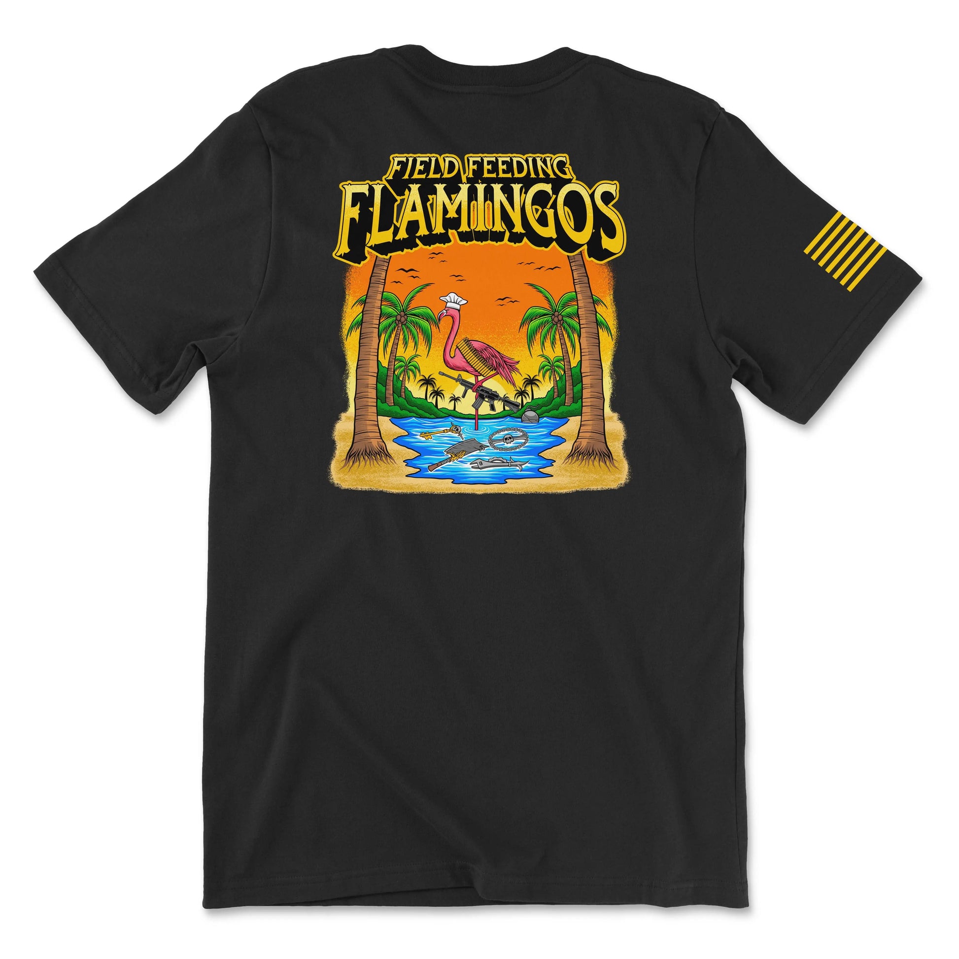 Field Feeding Flamingos Black Tee