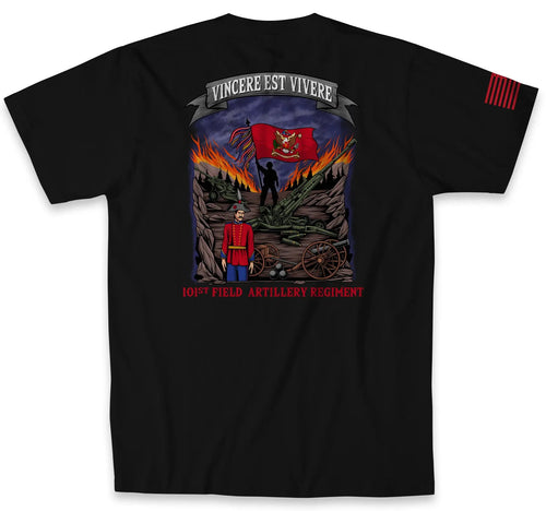 1-101st FA Battalion Red Sunglass Black Tee